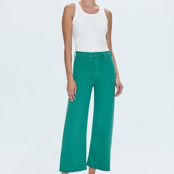 Penny High Rise Wide Leg Jeans Viridian Pistola Denim NWT - Picture 2 of 6